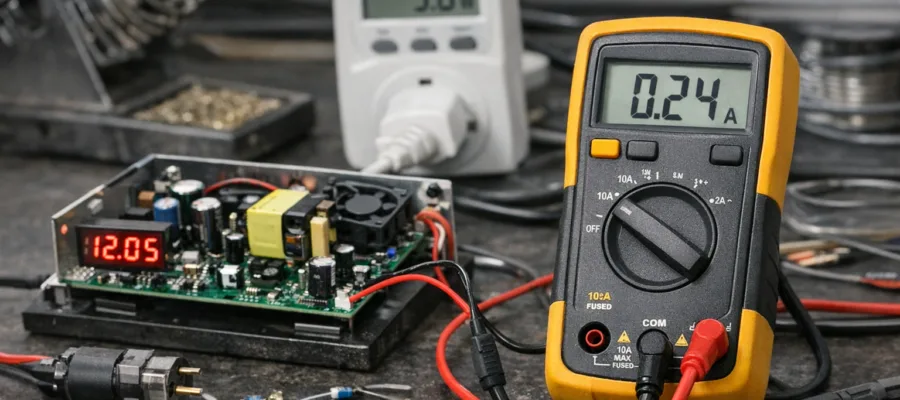 Stromverbrauch messen mit dem Multimeter: Tipps fuer selbstgebaute und reparierte Geraete