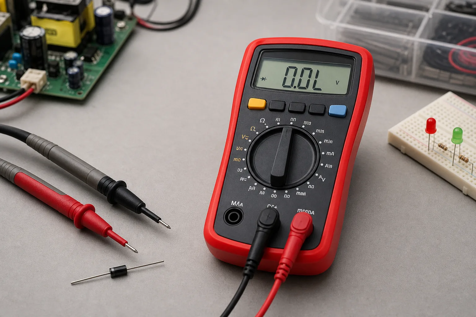 Messung von Durchgang und Diodentest mit Multimeter fuer Fortgeschrittene
